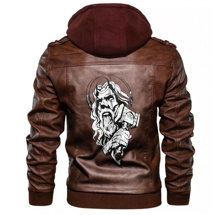 
Nordic God Odin And His Hammer Leather Jacket A35 hot Baseball Jacket 2025 3DBJ6321