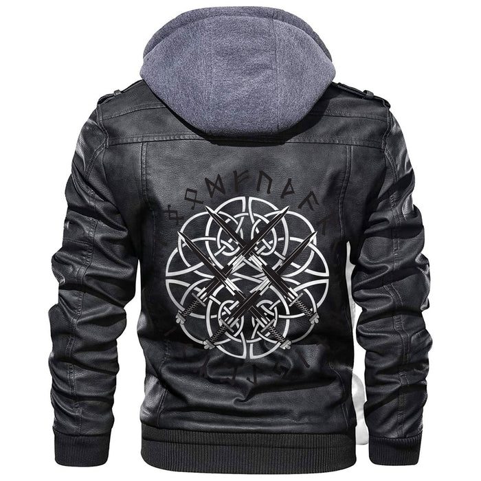 
Four Crossed The Sword In A Circle Of Norse Runes Leather Jacket A35 hot Baseball Jacket 2025 3DBJ2548