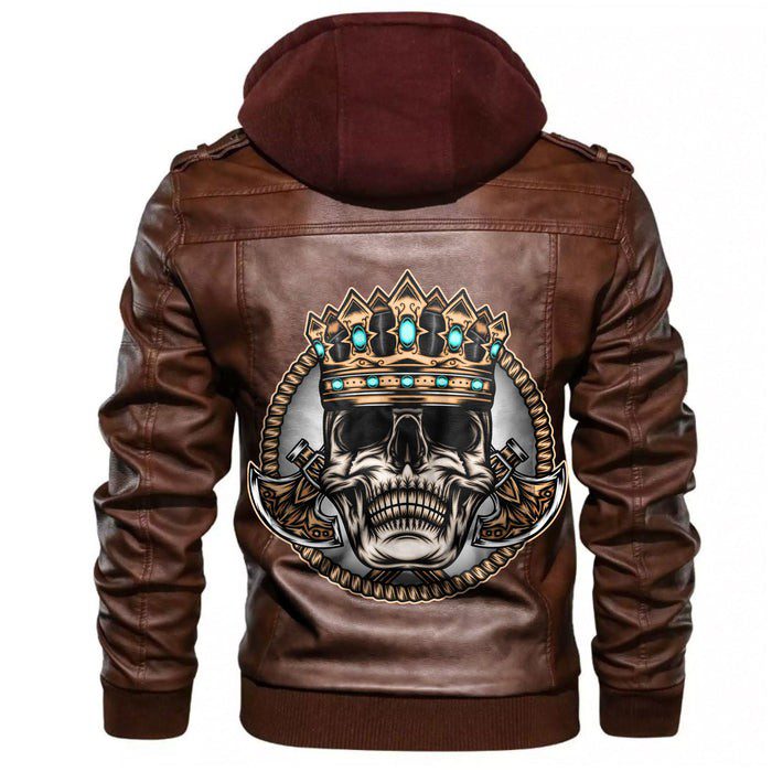 
King Skull With Axe Leather Jacket A35 hot Baseball Jacket 2025 3DBJ7694
