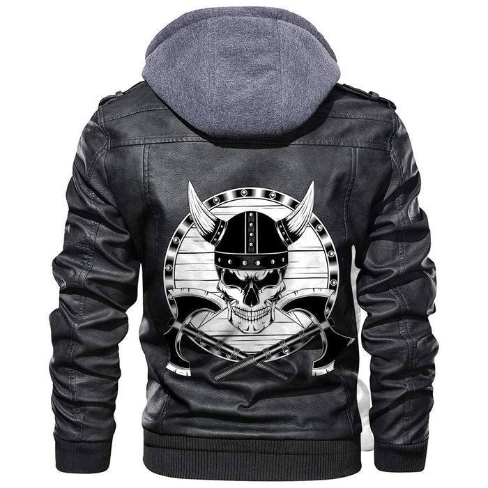 
Skull in helmet with horns with shield and axes Leather Jacket A35 hot Baseball Jacket 2025 3DBJ8870