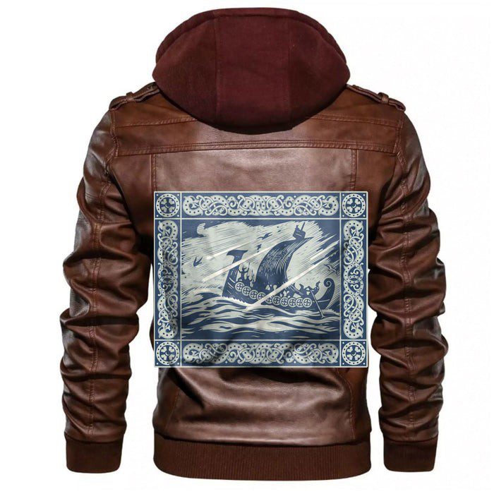 
Drakkar Sailing In A Stormy Sea Leather Jacket A35 hot Baseball Jacket 2025 3DBJ6759