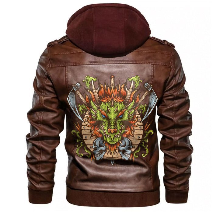 
Dragon Shield Axe Sword Skull Leather Jacket A35 hot Baseball Jacket 2025 3DBJ4793