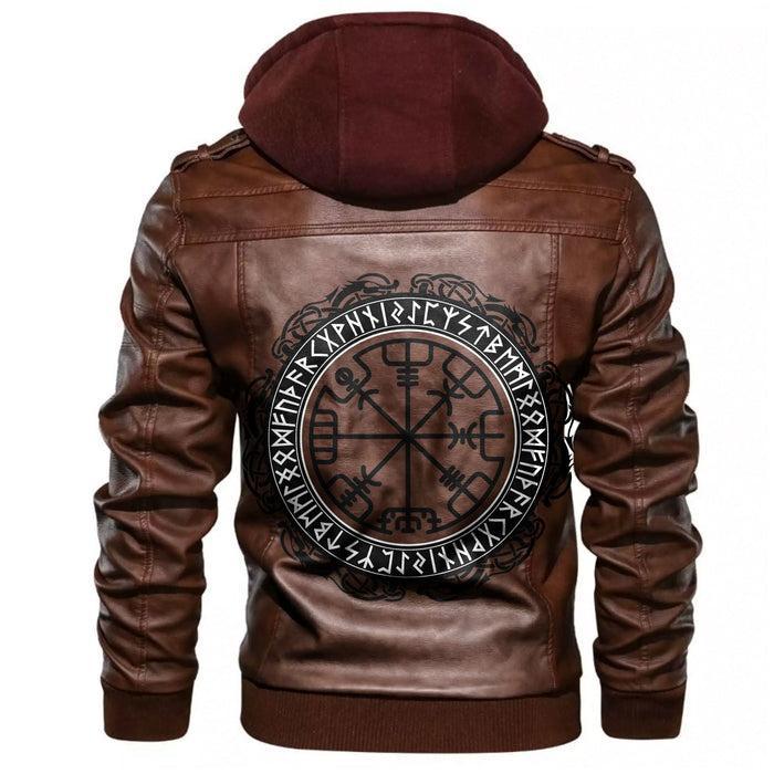 
Magical Runic Compass Vegvisir Leather Jacket A35 hot Baseball Jacket 2025 3DBJ9882