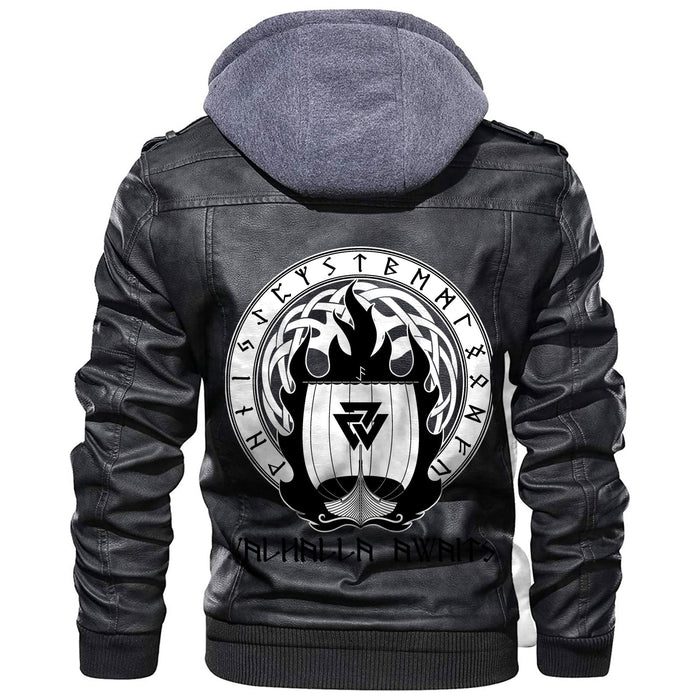 
Drakkar On Fire And Norse Runes Leather Jacket A35 hot Baseball Jacket 2025 3DBJ7571
