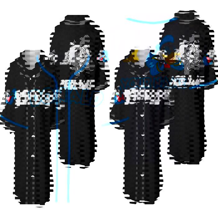 Black blue chilling donald duck | disney unisex cartoon graphic casual outfits | custom baseball jersey