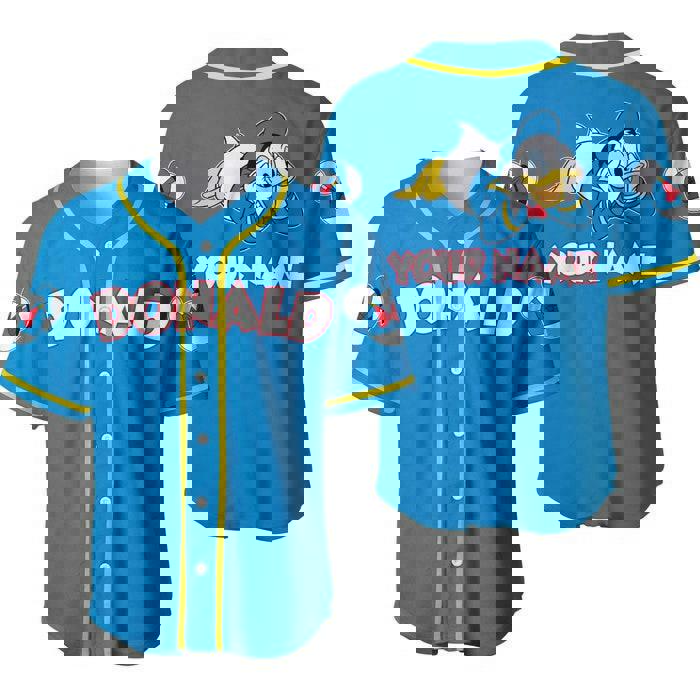 Blue yellow chilling donald duck | disney unisex cartoon graphic casual outfits | custom baseball jersey