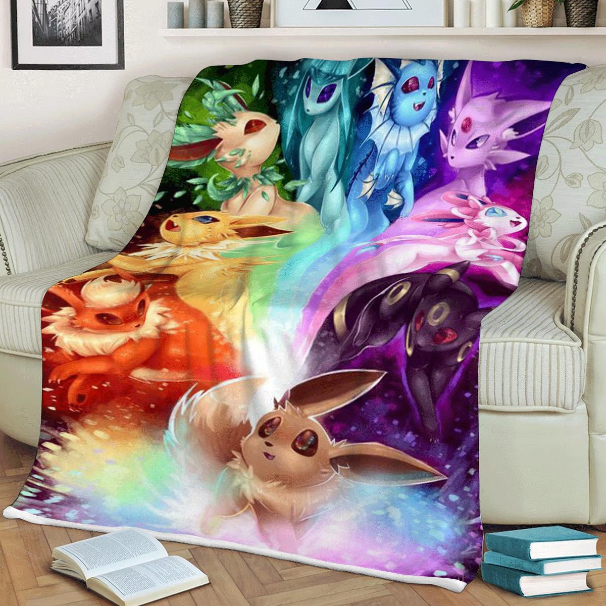 Cute monster pokemon anime rainbow light christmas gift,pokemon gift for fan comfy sofa throw blanket gift
