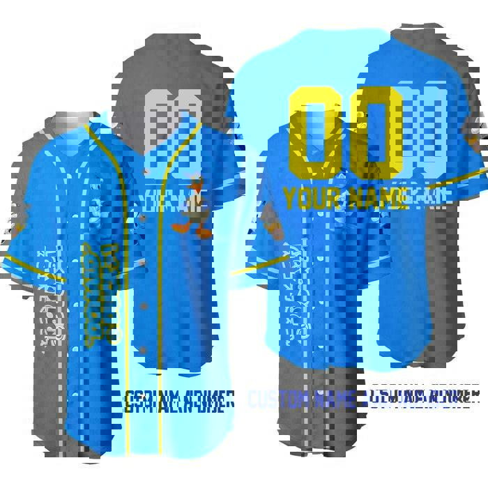 Donald duck blue yellow | disney unisex cartoon graphic casual outfits | custom baseball jersey