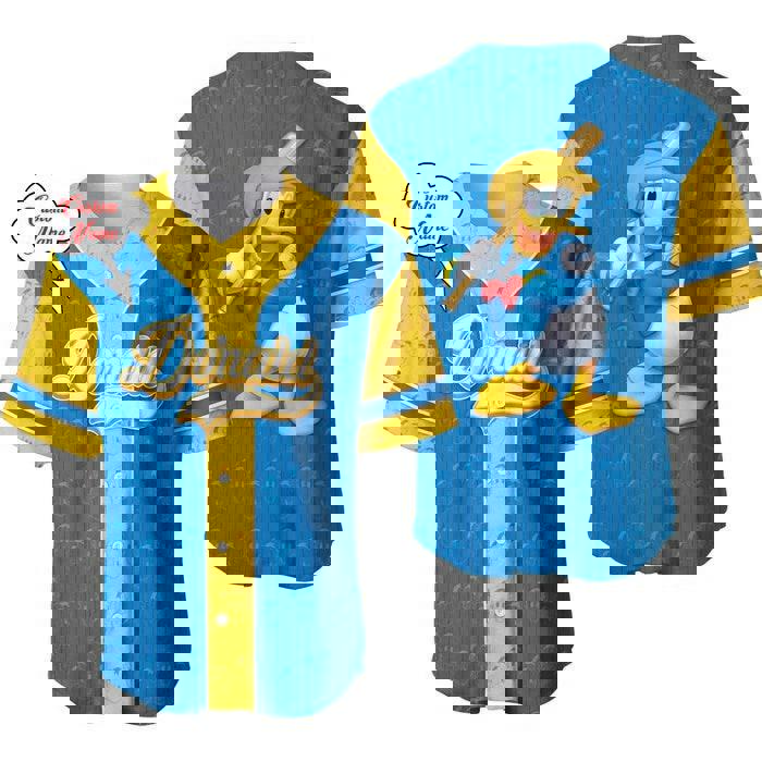 Donald duck blue yellow patterns | disney unisex cartoon graphic casual outfits | custom baseball jersey