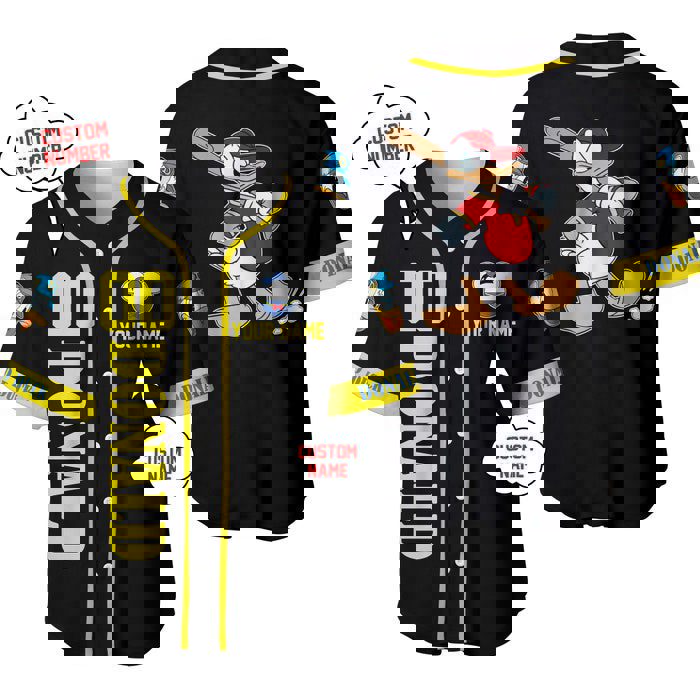 Donald duck yellow black | disney unisex cartoon graphic casual outfits | custom baseball jersey