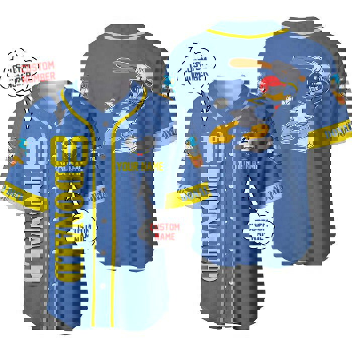 Donald duck yellow blue | disney unisex cartoon graphic casual outfits | custom baseball jersey