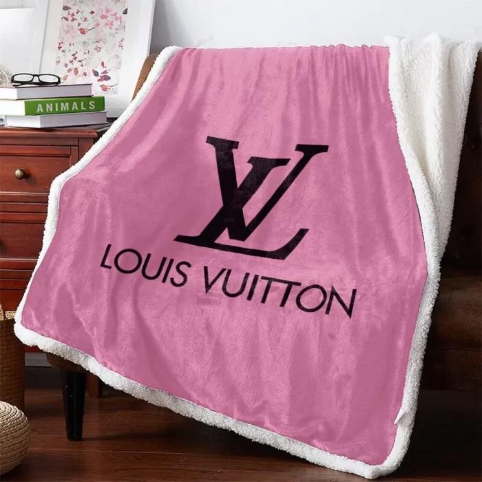 Louis vuitton black logo pinky luxury brand blanket sofa bedding room decor bl3000