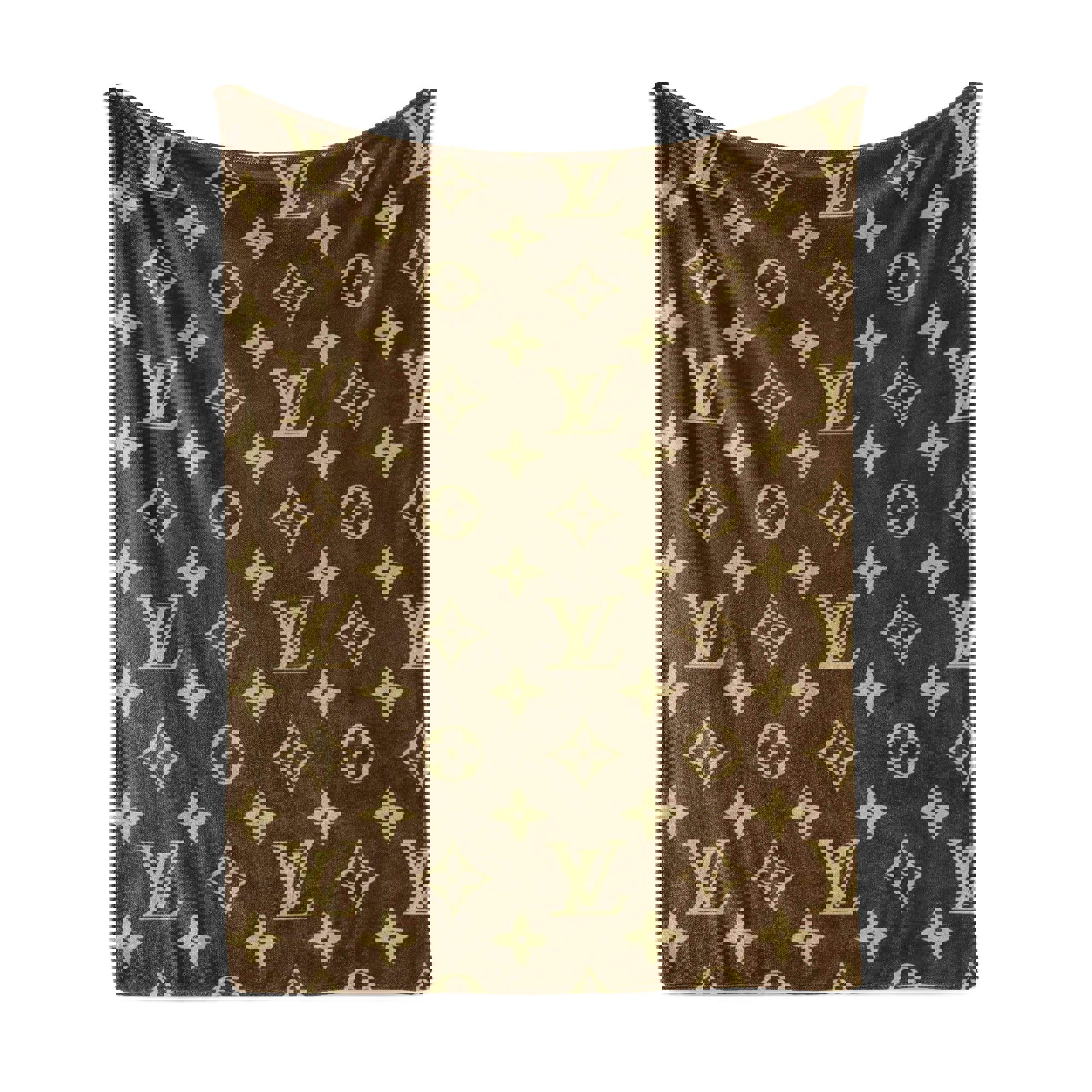 Louis vuitton brown logo luxury brand premium fleece sherpa blanket sofa decor bl3135