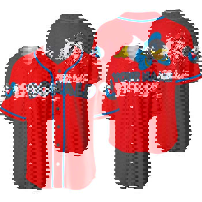 White red donald duck | disney unisex cartoon graphic casual outfits | custom baseball jersey