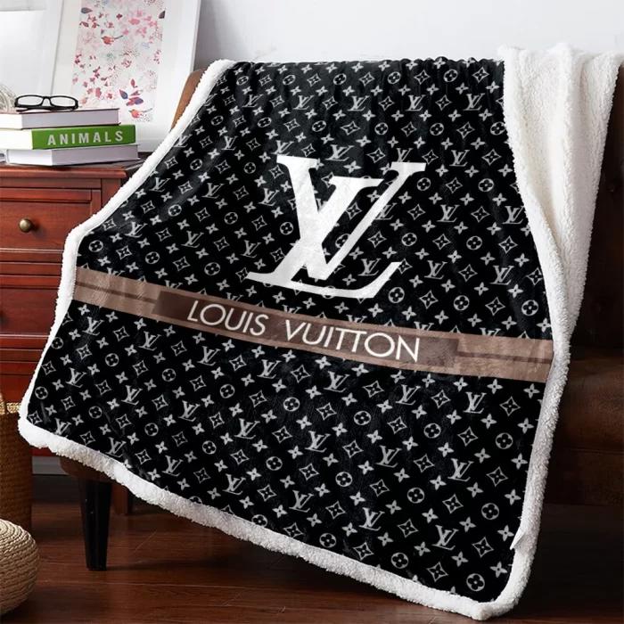 Louis vuitton luxury premium brand fleece sherpa blanket sofa decor bl2025