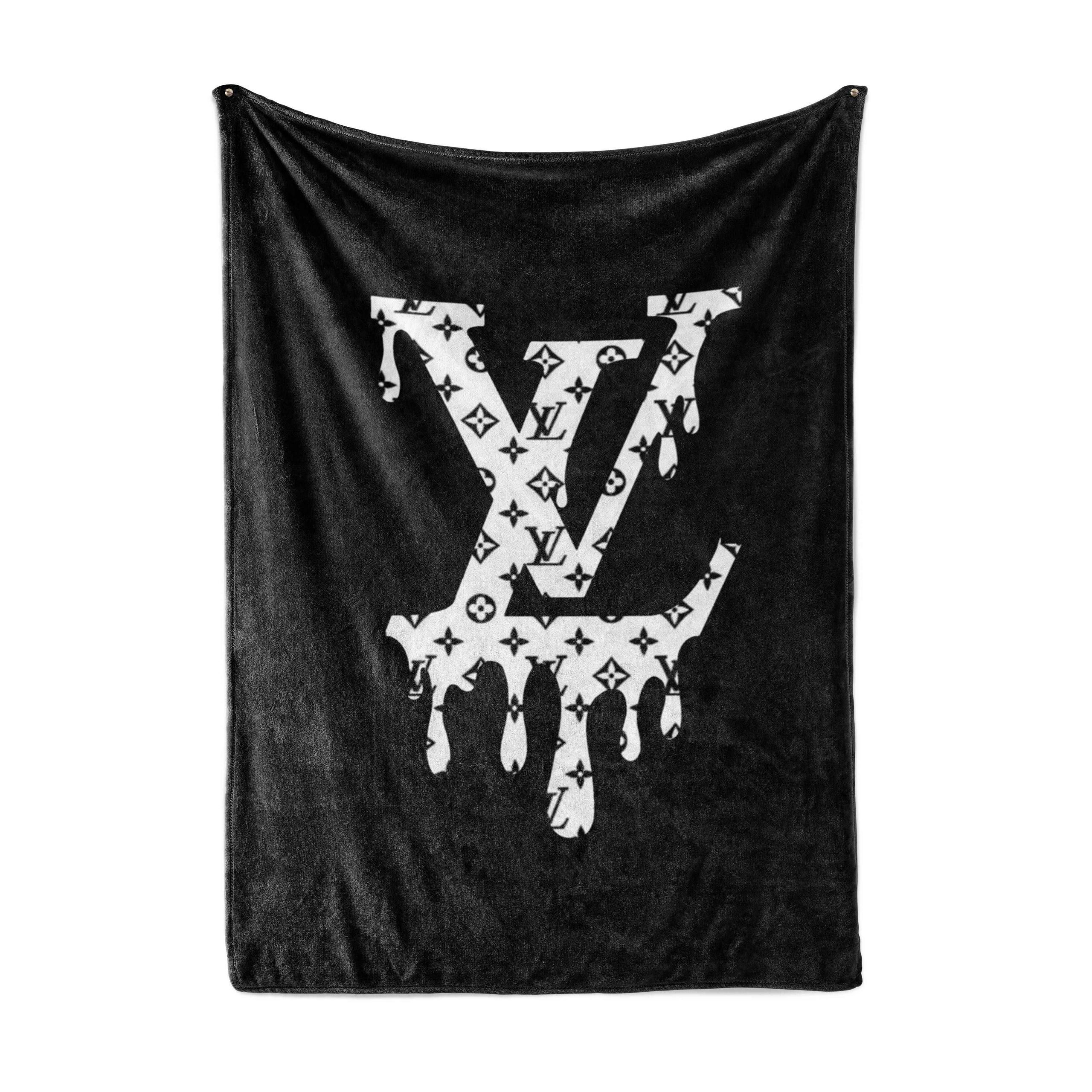 Louis vuitton dirty logo luxury brand premium fleece sherpa blanket sofa decor bl2025