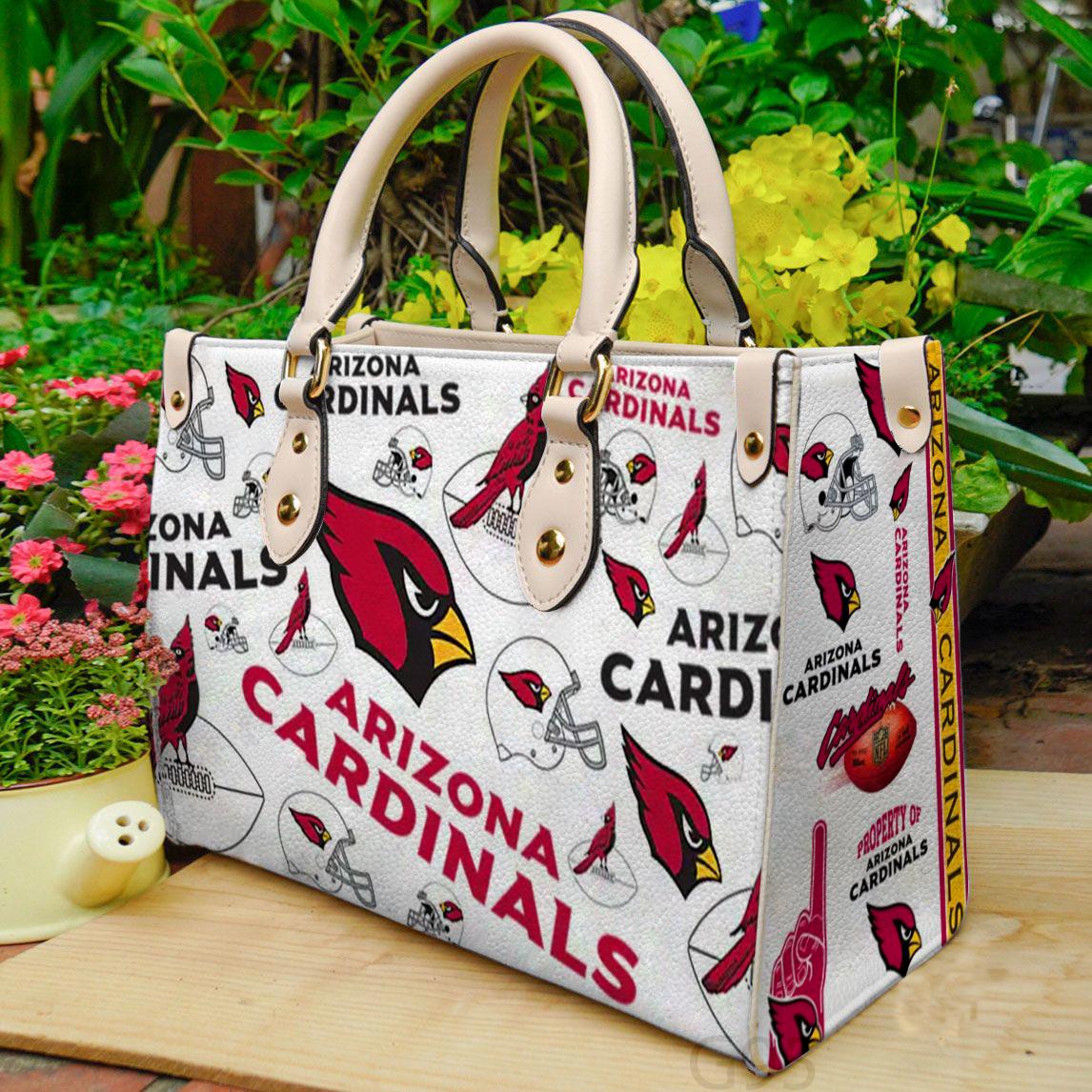 Arizona cardinals love women leather hand bag
