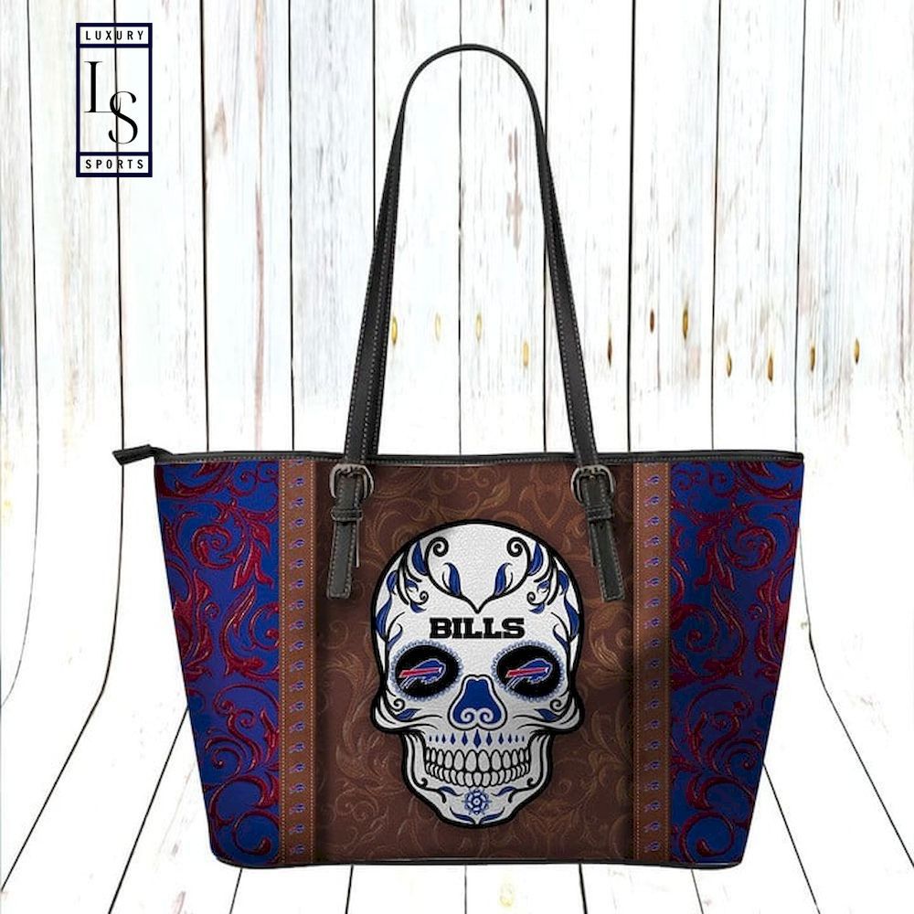 Buffalo bills calavera leather tote bag
