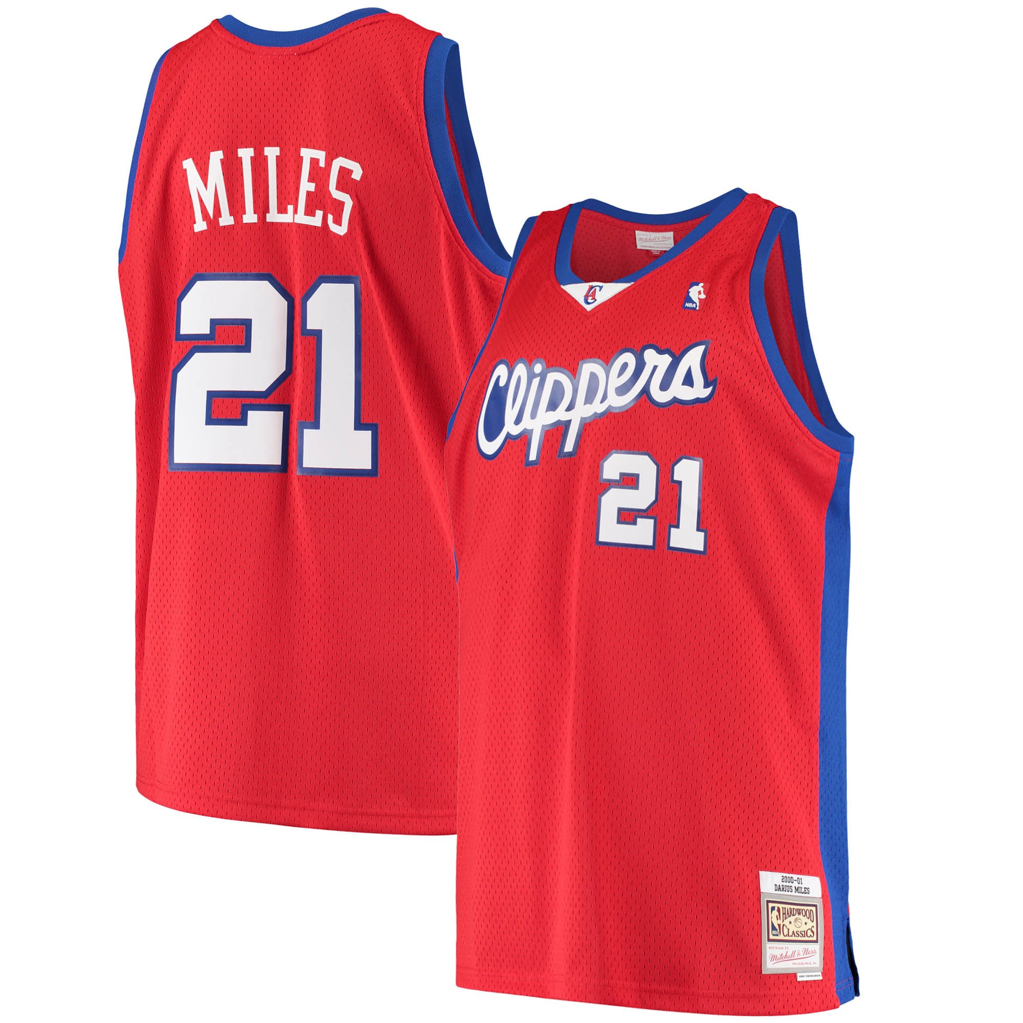 Darius miles la clippers mitchell & ness 2000/01 hardwood classics swingman jersey for nba basketball fans 