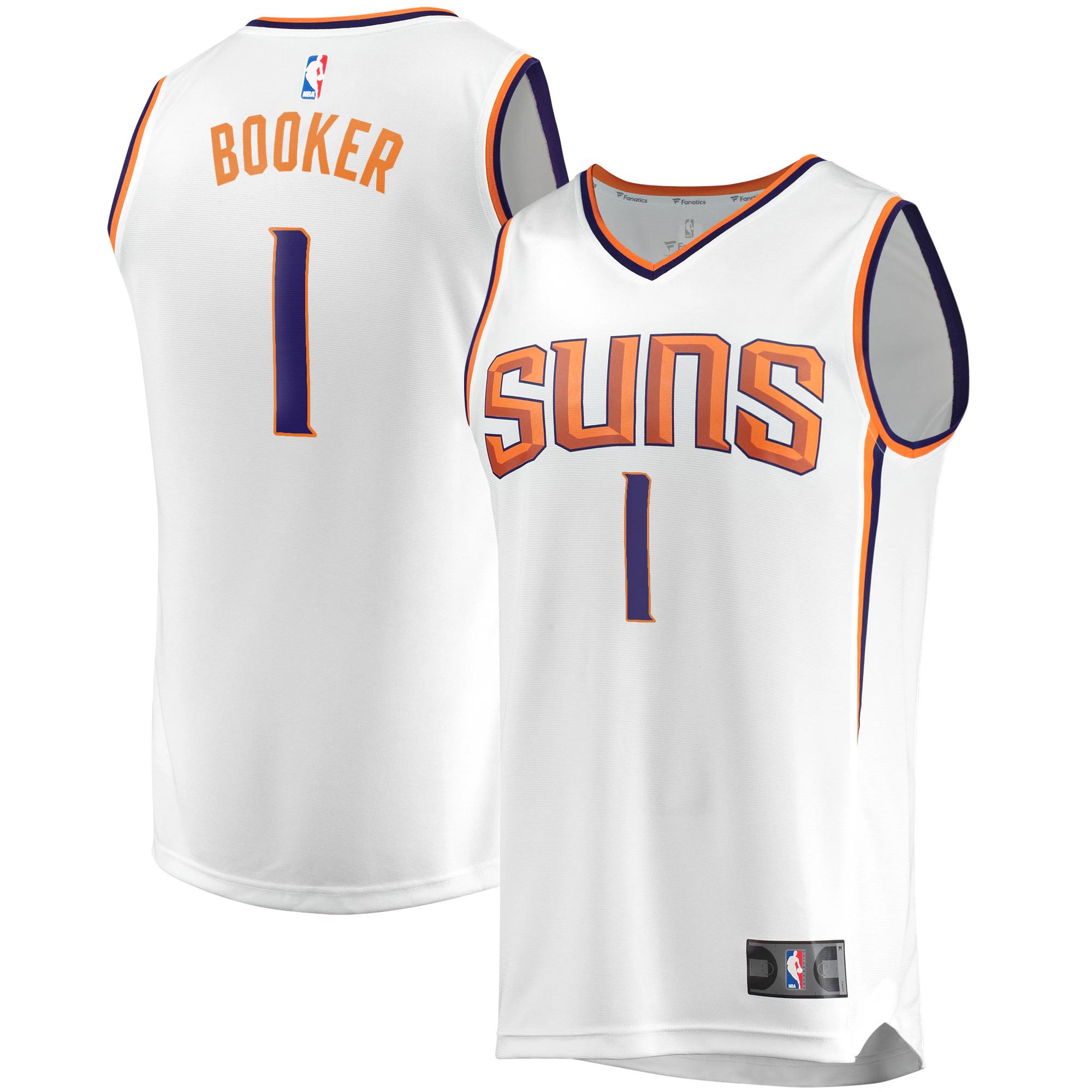 Devin booker phoenix suns fanatics branded youth 2020/21 fast break replica jersey for nba basketball fans 