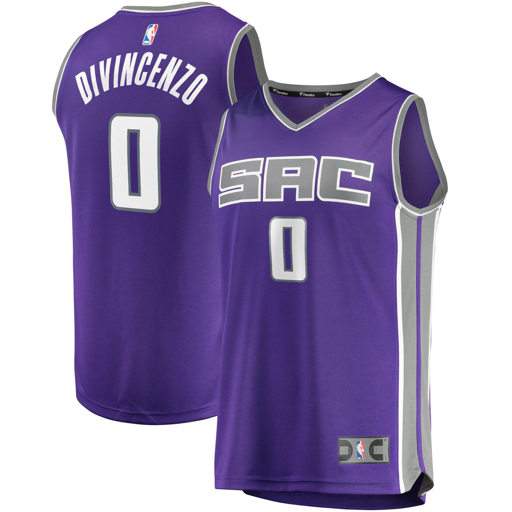 Donte divincenzo sacramento kings fanatics branded 2021/22 fast break replica jersey for nba basketball fans 