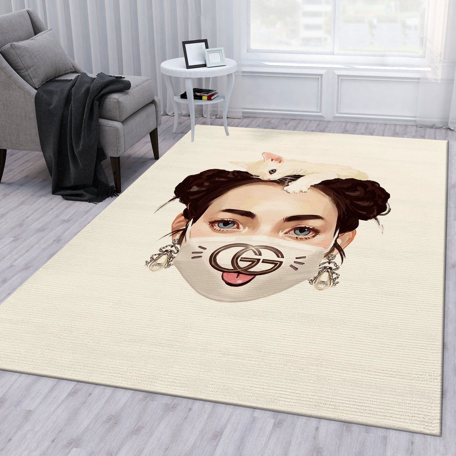 
                    gucci beige luxury area rug for living room hot 2023 bedroom carpet home decor mat
                