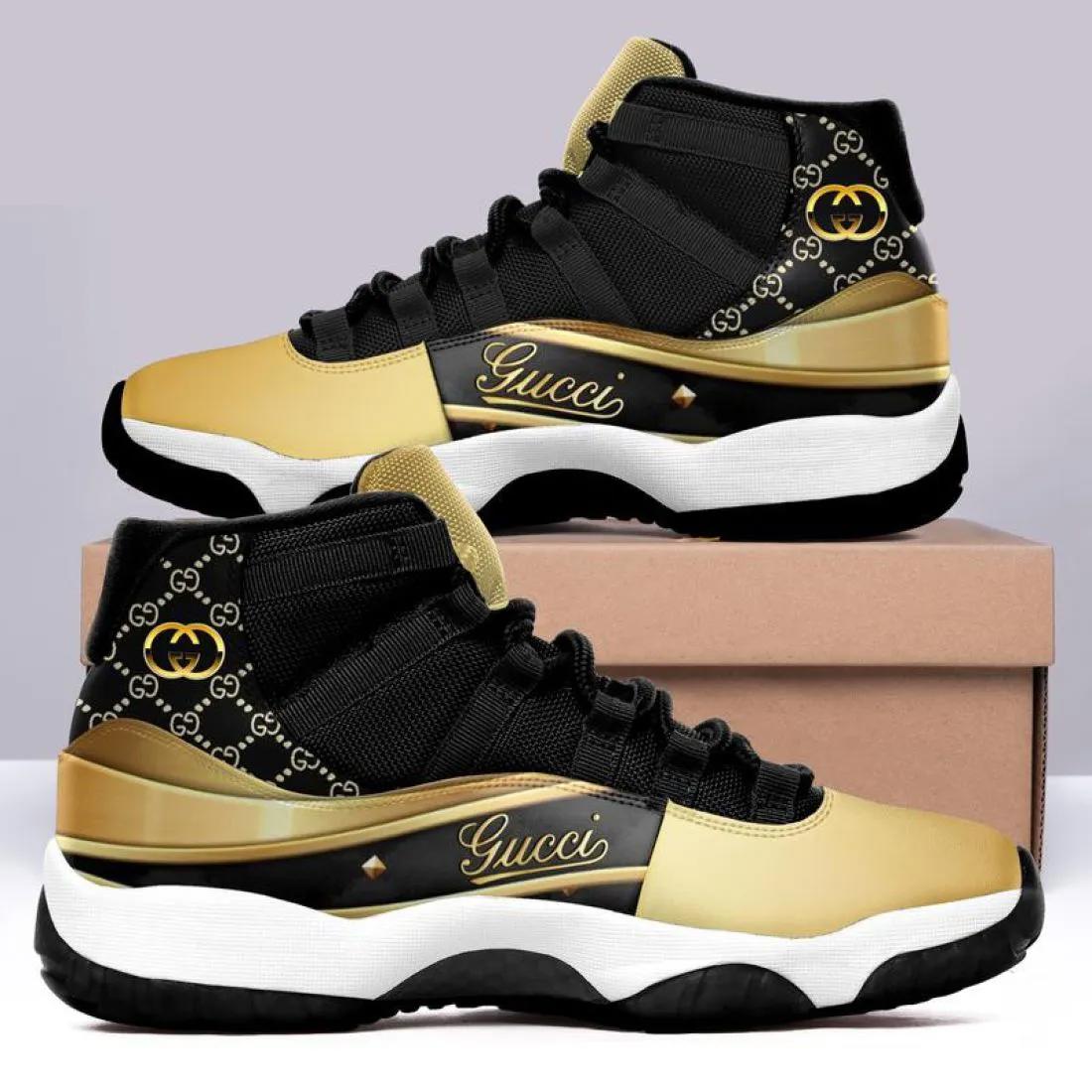 Gucci black gold air jordan 11 sneakers shoes hot 2022 gifts for men women version 2