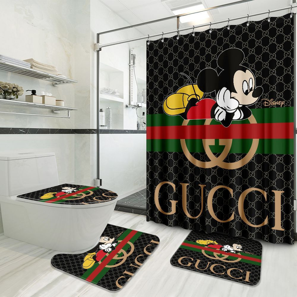 
                gucci mickey fashion logo luxury brand bathroom set home decor
            