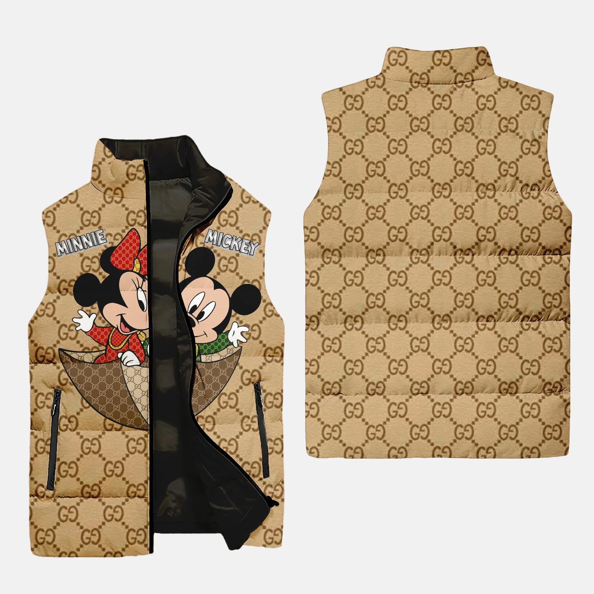 Gucci mickey mouse yellow type 2 luxury brand 3d sleeveless puffer jacket