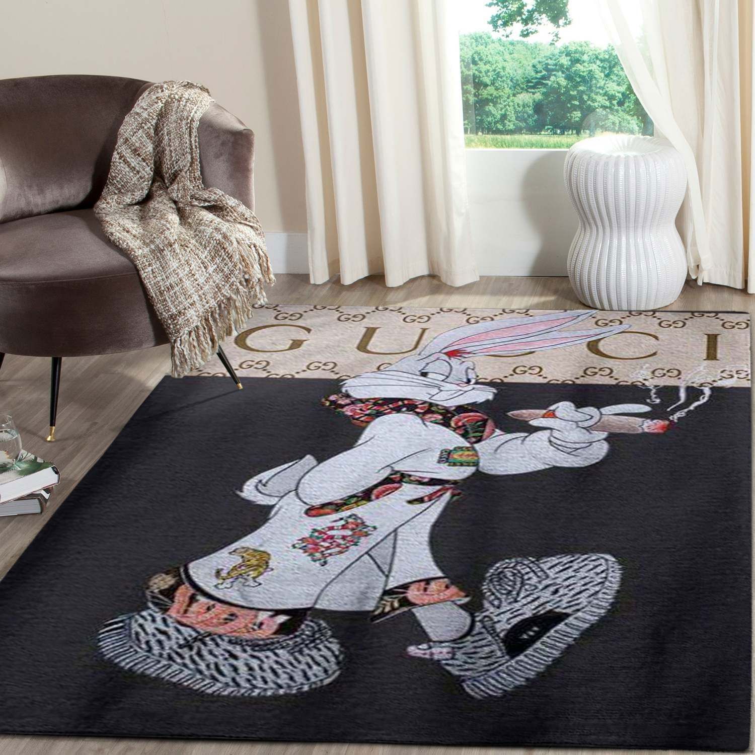 
                    gucci rabbit luxury area rug for living room hot 2023 bedroom carpet home decor mat
                