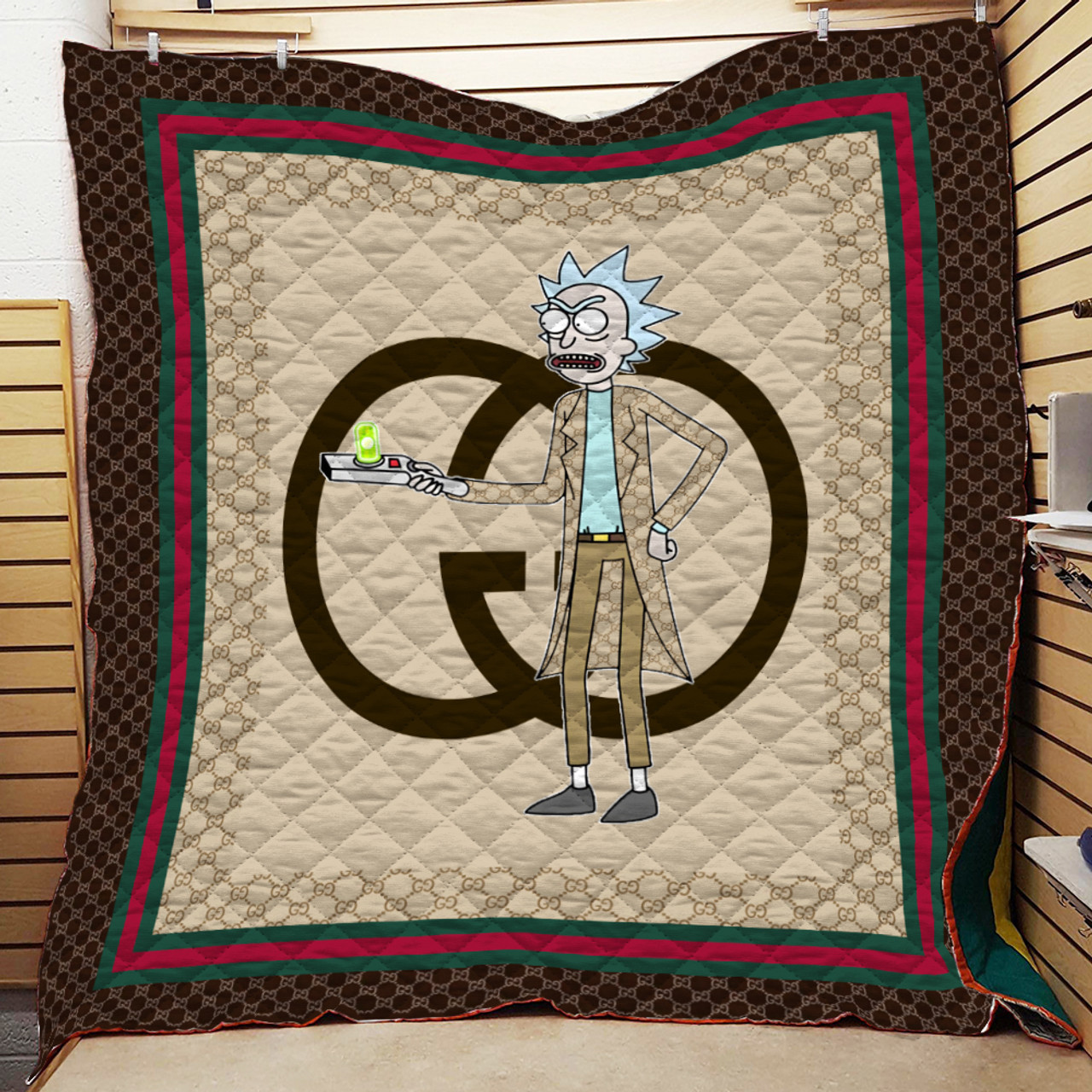 
                gucci rick and morty luxury brand premium blanket fleece home decor
            