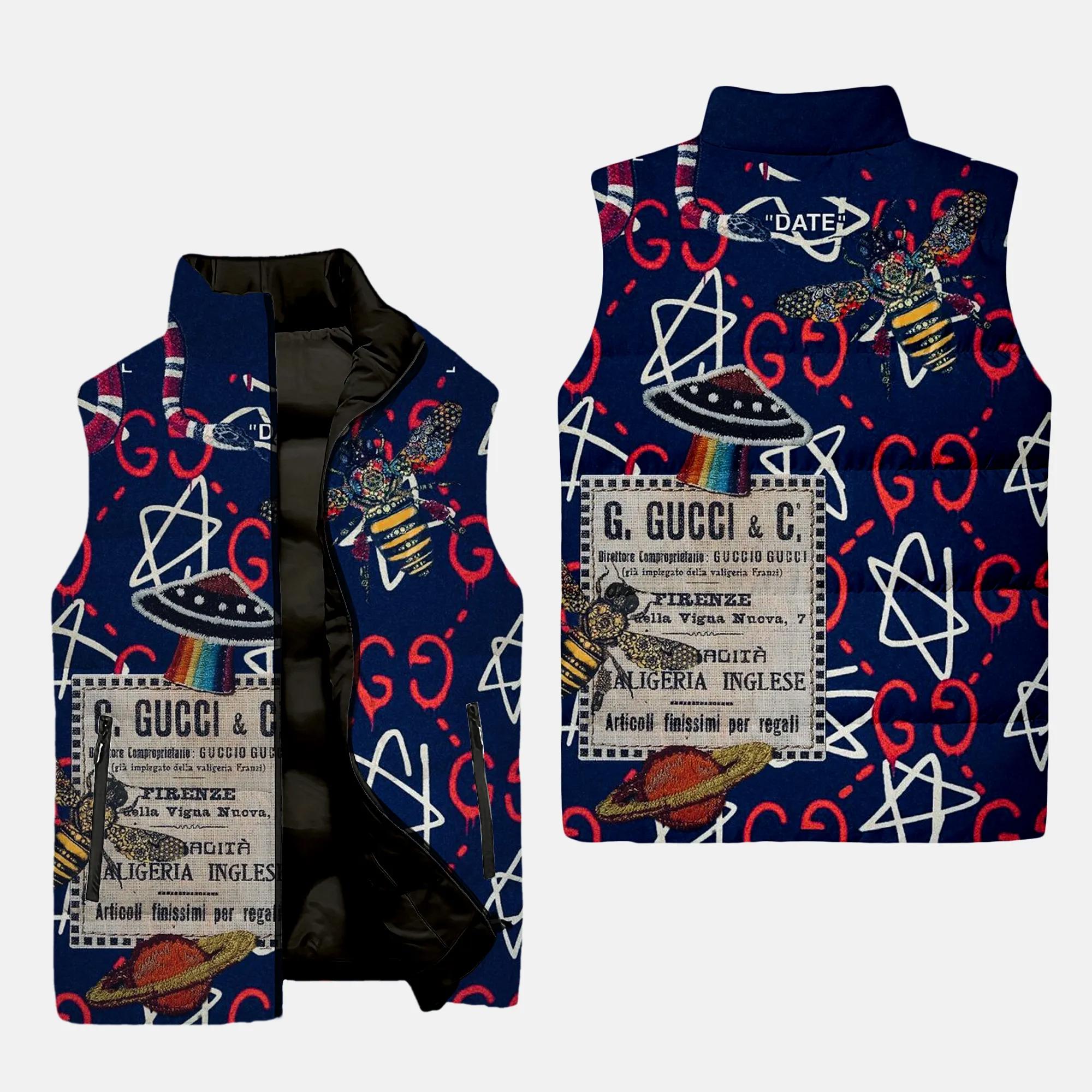 Gucci star luxury brand 3d sleeveless puffer jacket
