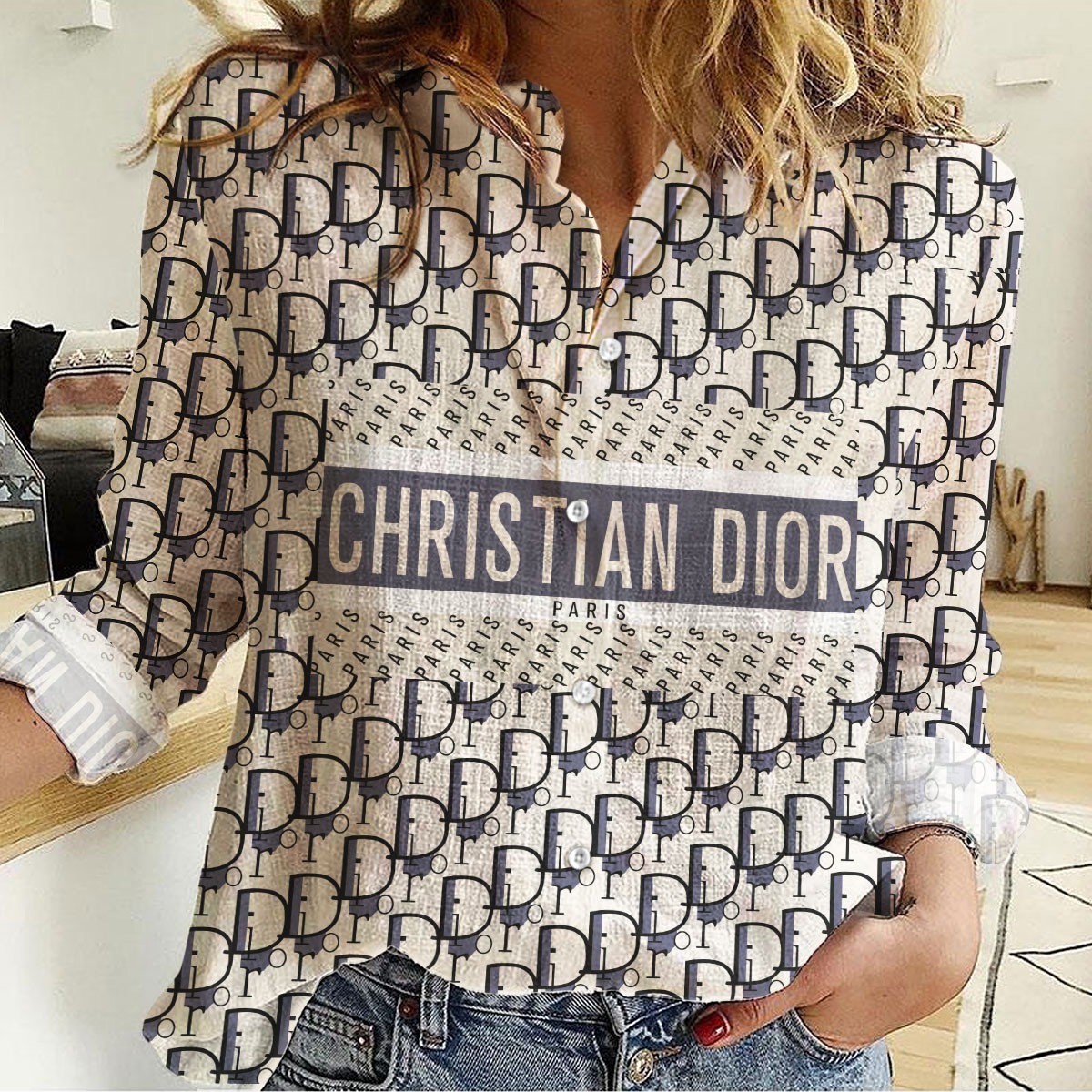 Limited edition christian dior women linen tshirt luxury – nhm11