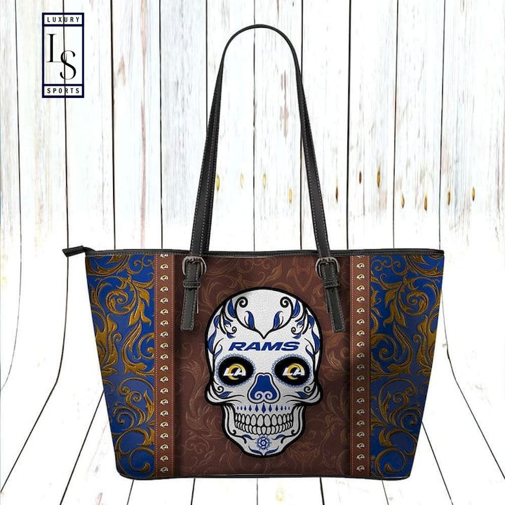 Los angeles rams calavera leather tote bag