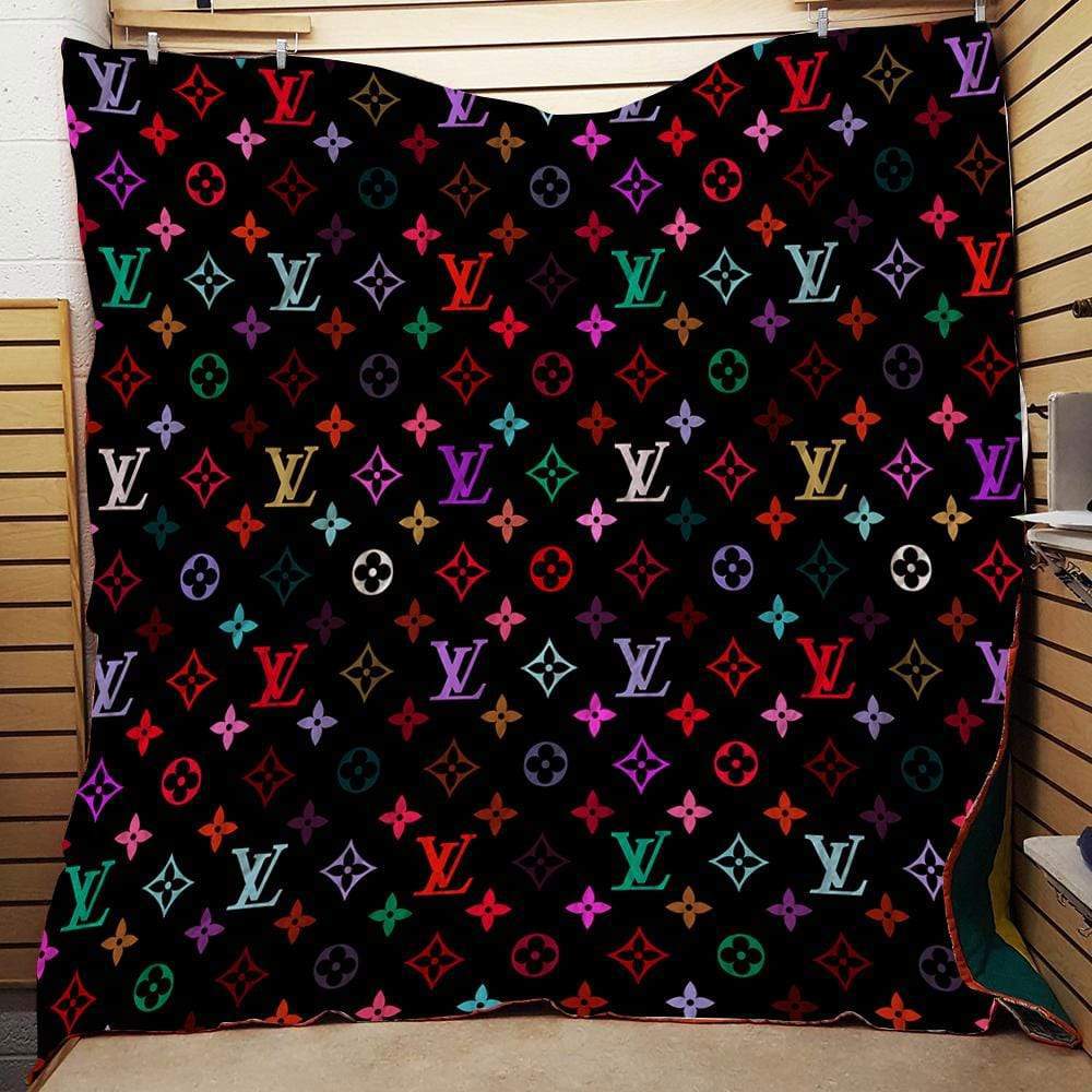 Louis vuitton colorful quilt blanket fleece home decor