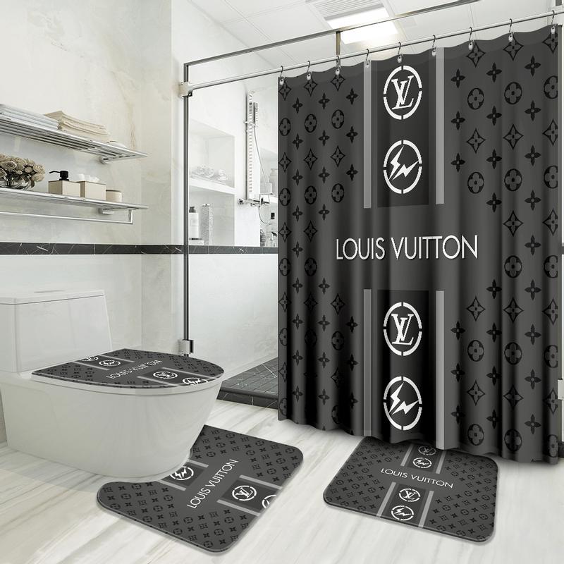 
                louis vuitton grey fashion logo luxury brand bathroom set home decor
            