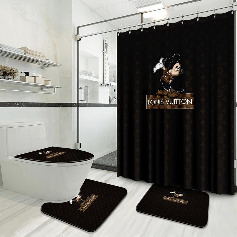 
                louis vuitton mickey fashion logo luxury brand bathroom set home decor
            