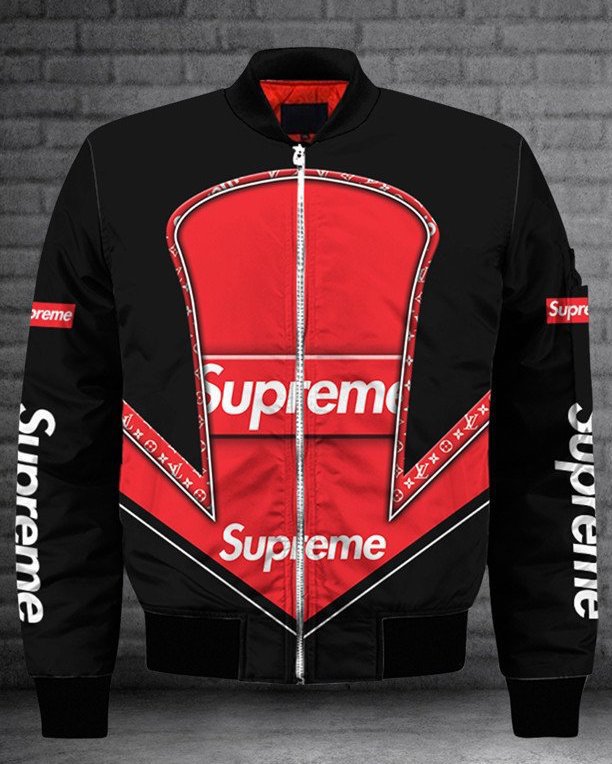 Louis vuitton supreme black luxury brand bomber jacket