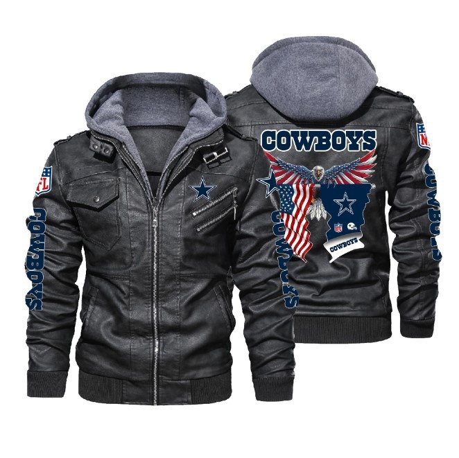 Nfl dallas cowboys eagle american flag 2d leather jacket lj1979