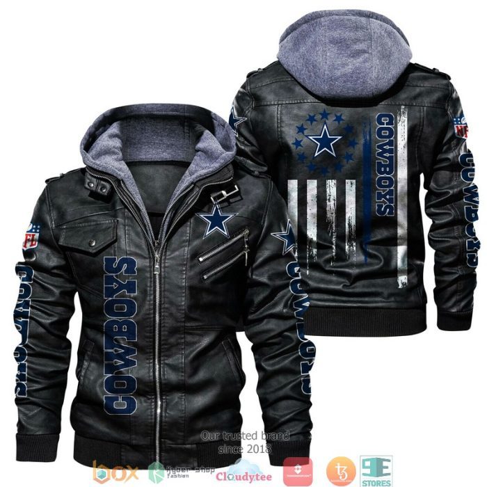 Nfl dallas cowboys thin line flag 2d leather jacket lj1982
