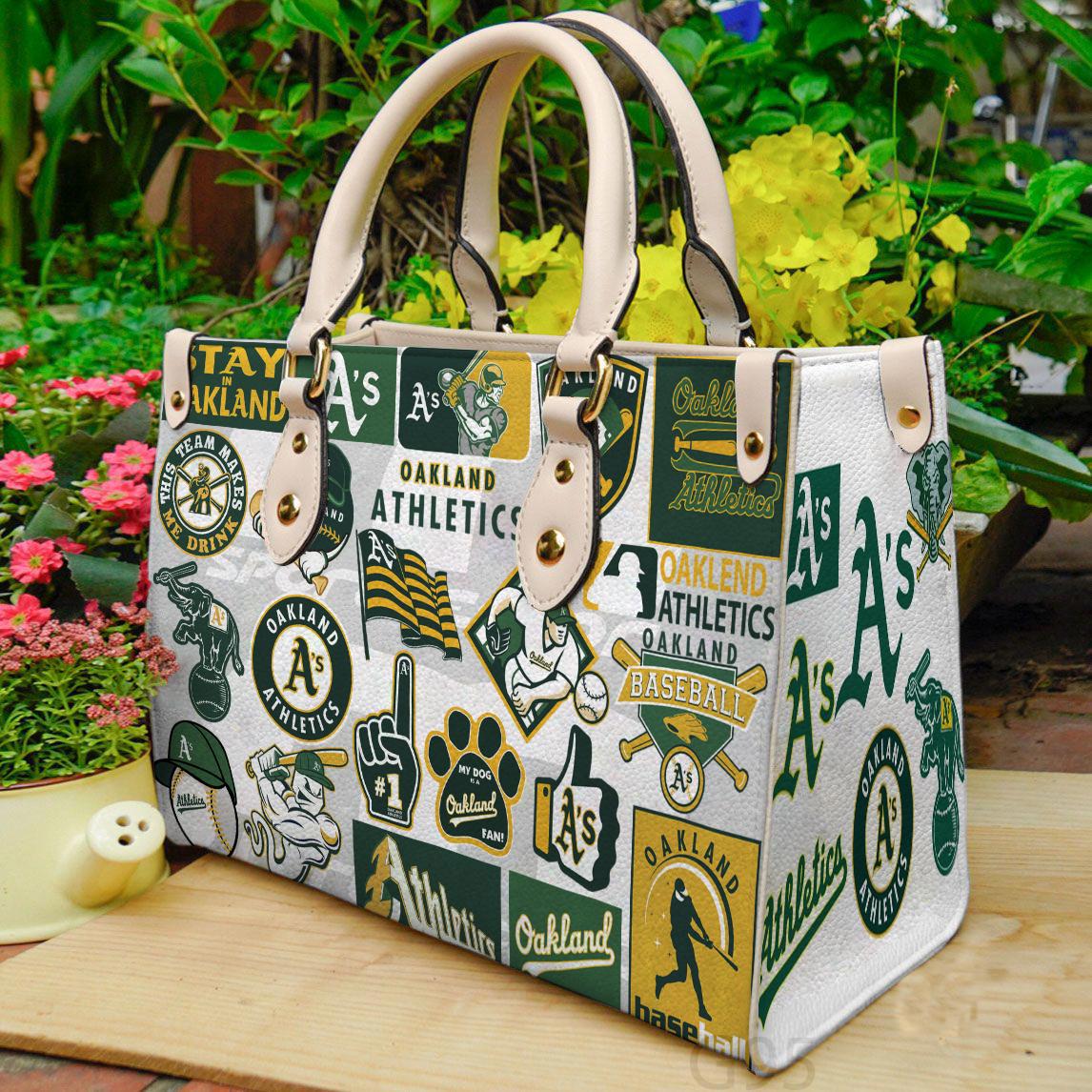 Oakland athletics women leather hand bag