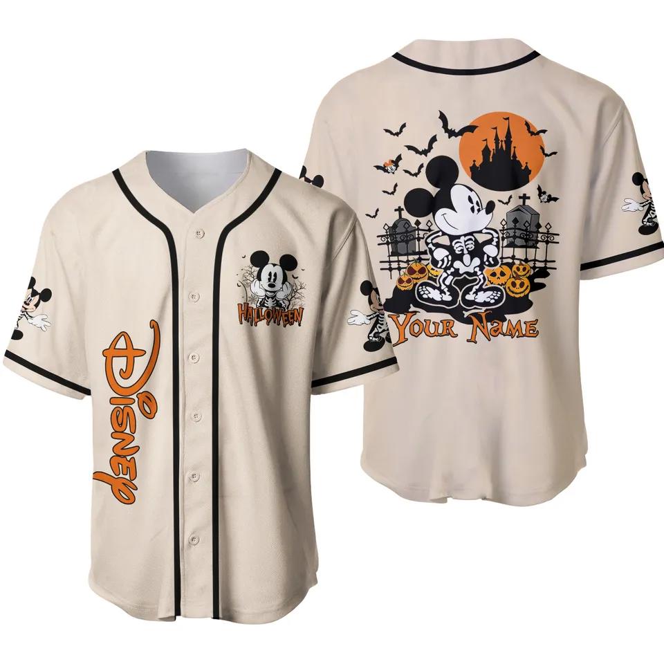 Personalized halloween disney mickey skeleton, custom disney jersey