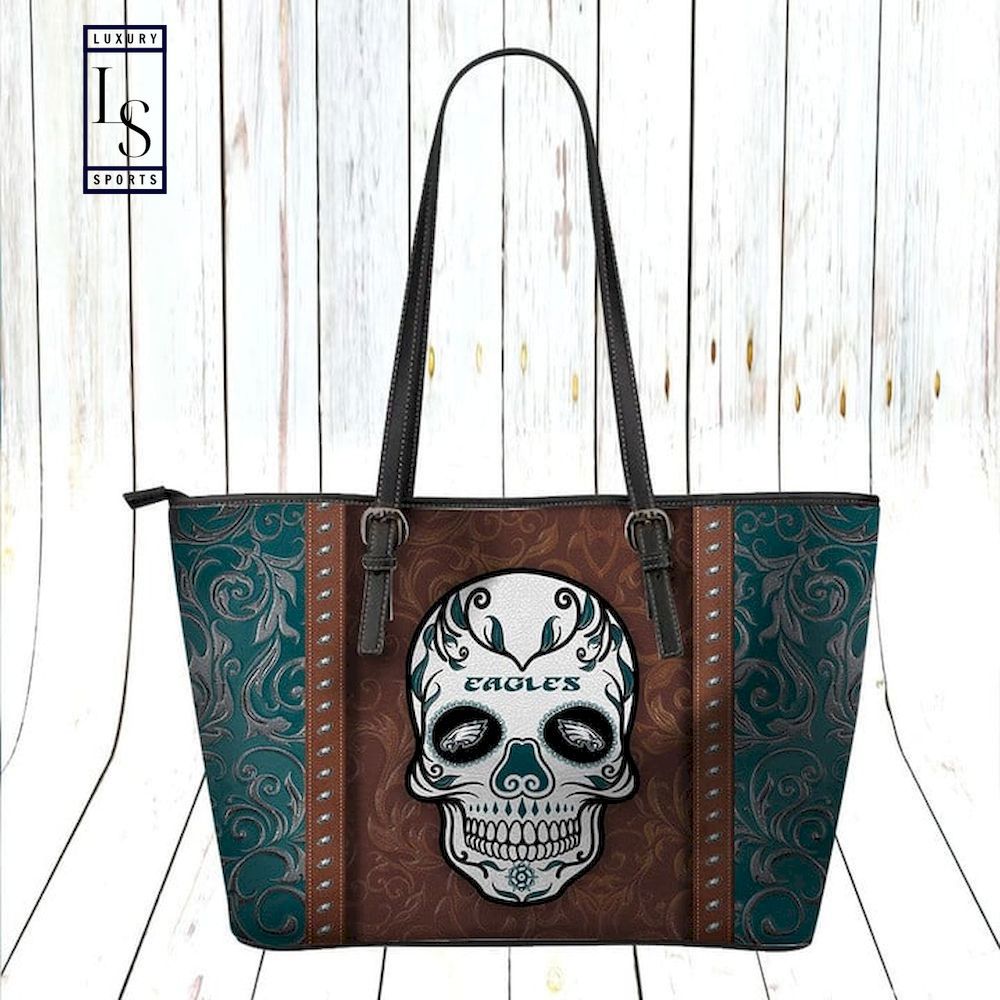 Philadelphia eagles calavera leather tote bag