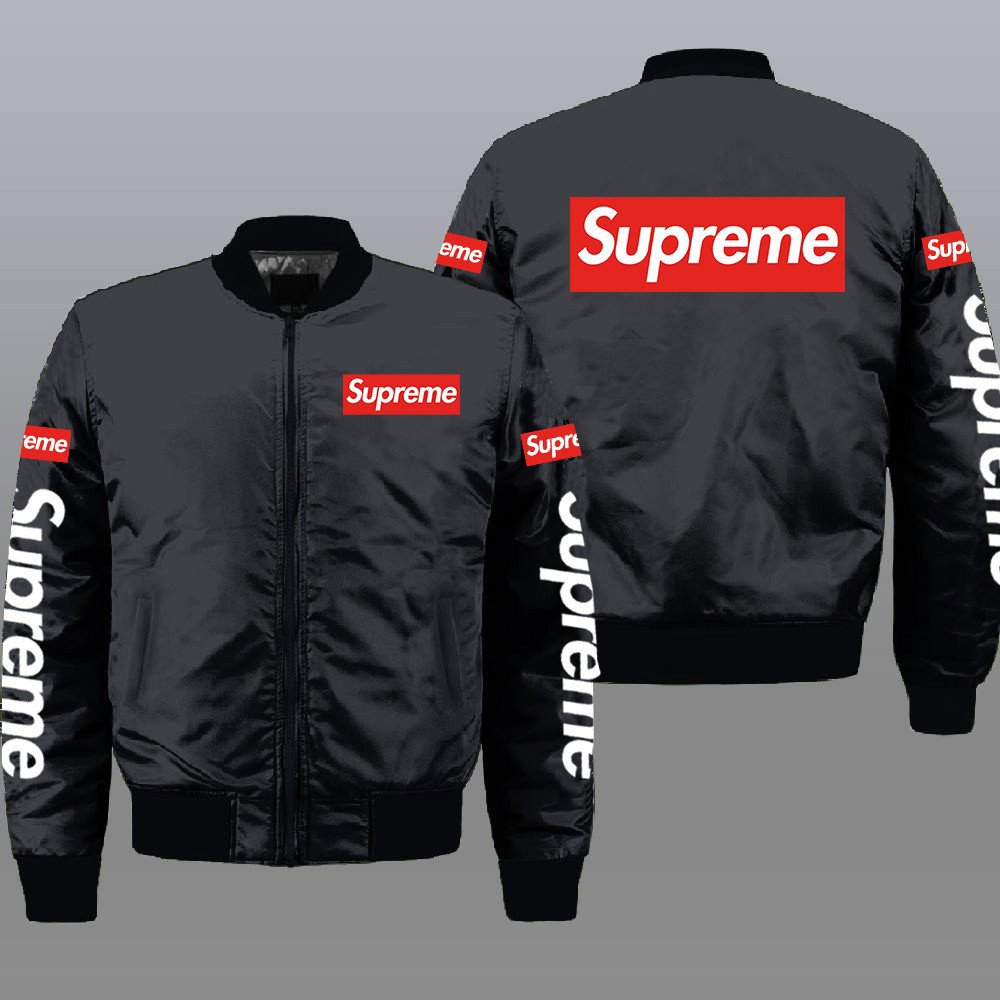 Supreme black luxury brand bomber jacket