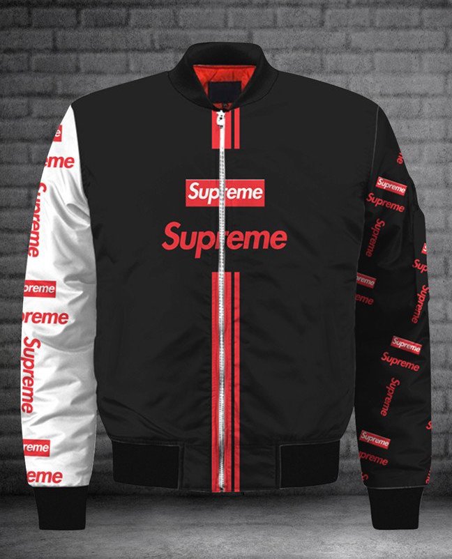 Supreme black luxury brand premium bomber jacket