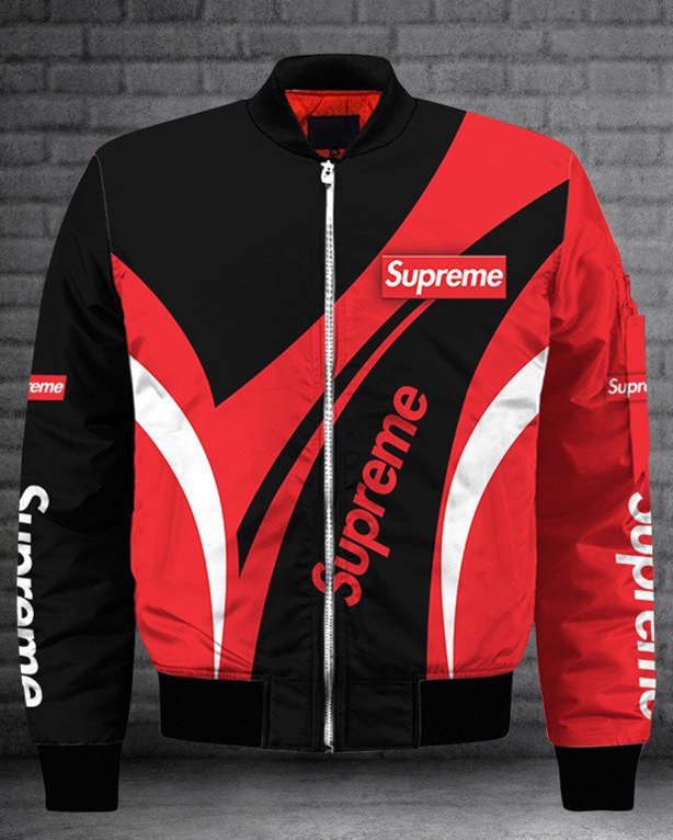 Supreme logo red black luxury brand bomber jacket