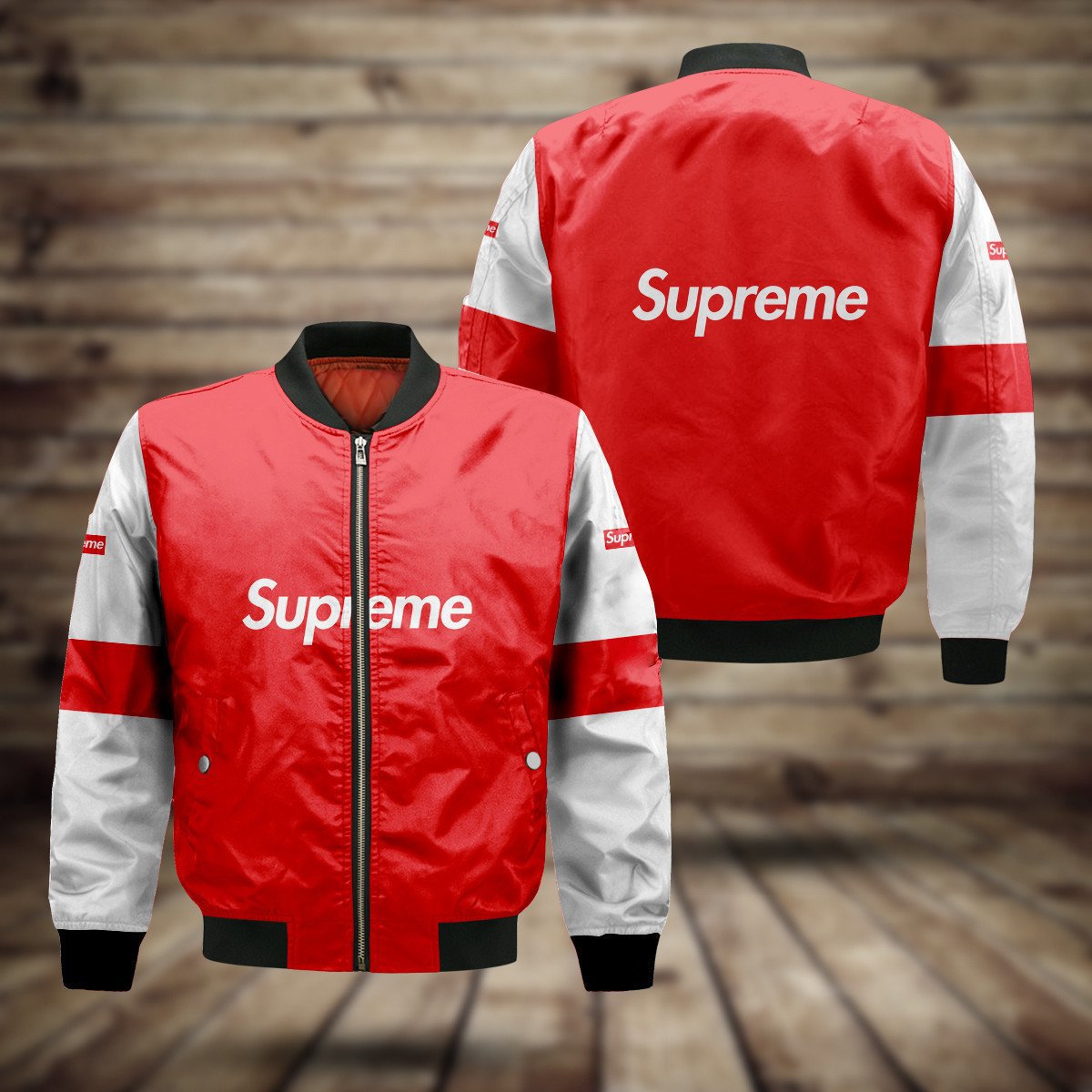 Supreme logo red white luxury brand bomber jacket