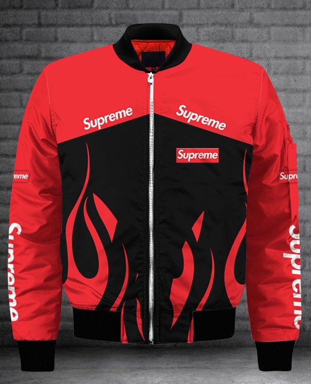 Supreme red black luxury brand premium bomber jacket