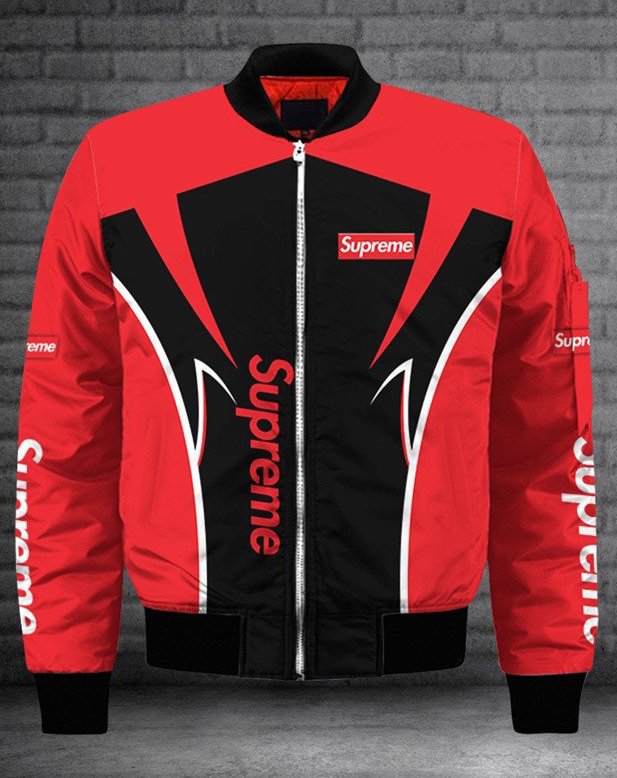 Supreme red black luxury brand premium bomber jacket outfit