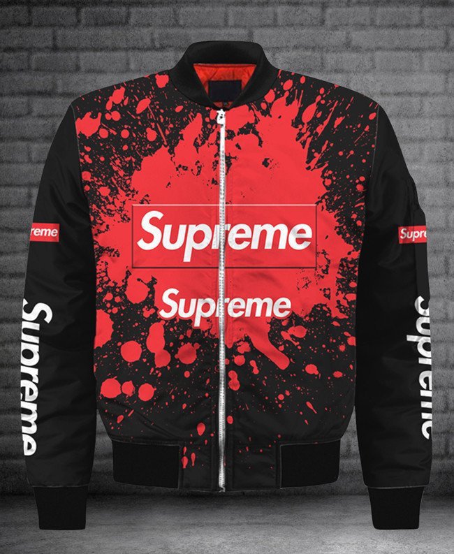 Supreme red paint luxury brand bomber jacket